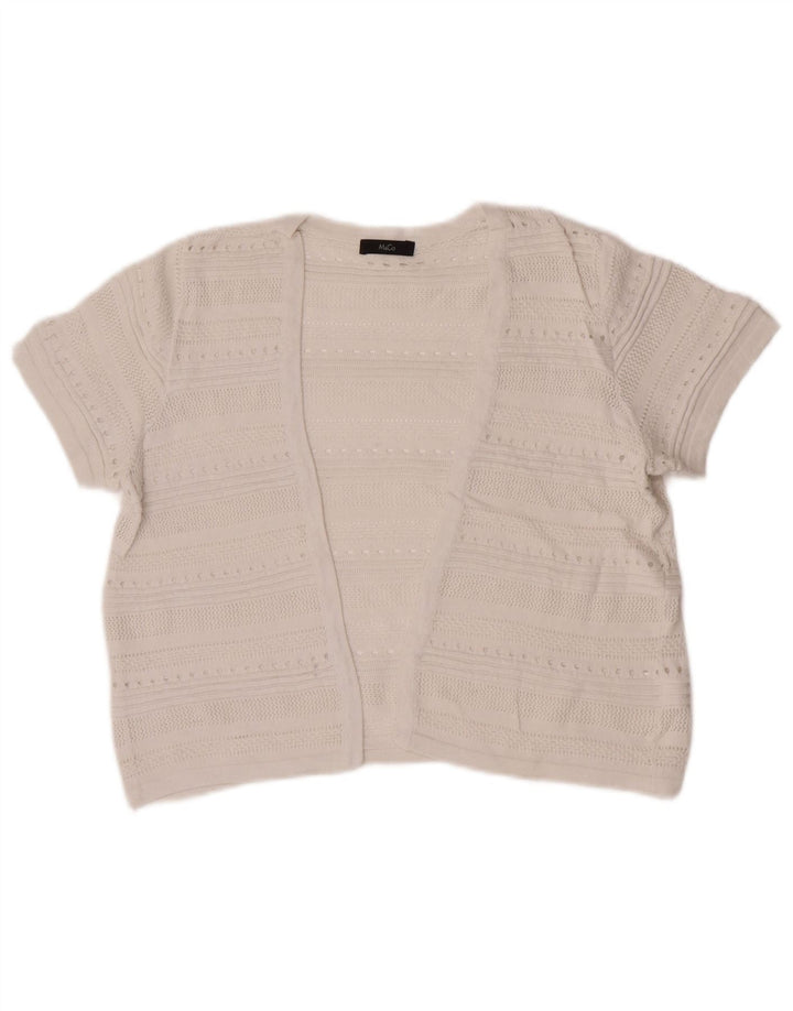M&Co Damen Crop Short Sleeve Open Cardigan Pullover UK 12 Mittelweiß