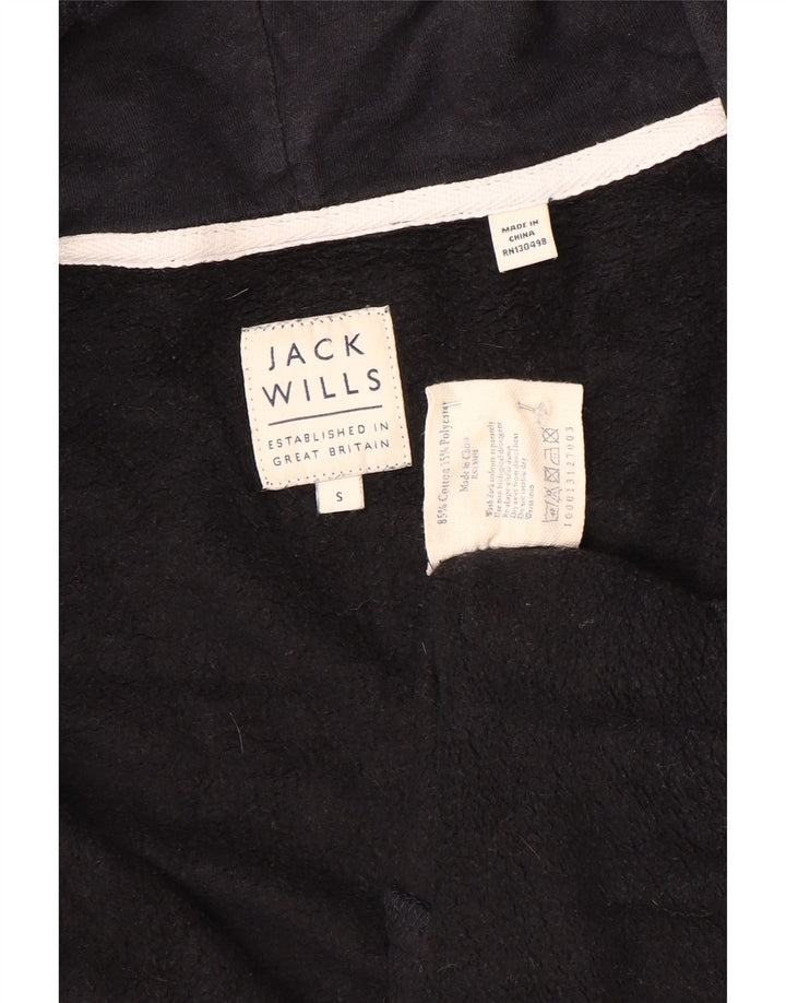 Jack Wills Herren-Kapuzenpullover mit Reißverschluss, Größe S, schwarze Baumwolle