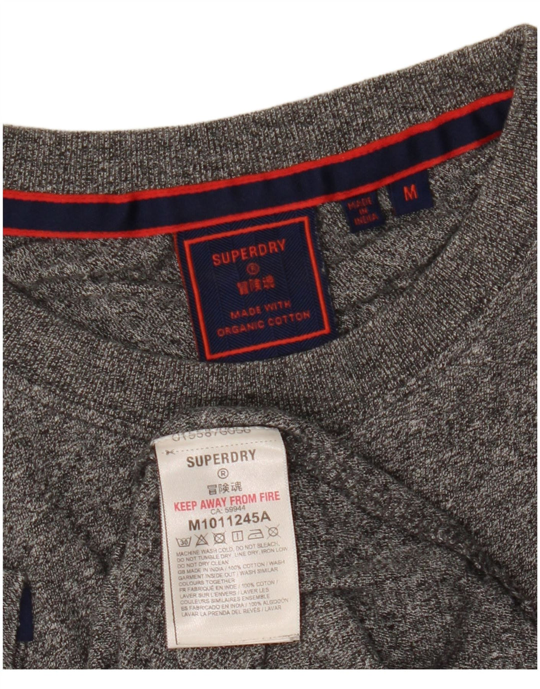 Superdry Herren T-Shirt-Oberteil aus mittelgrau gefleckter Baumwolle