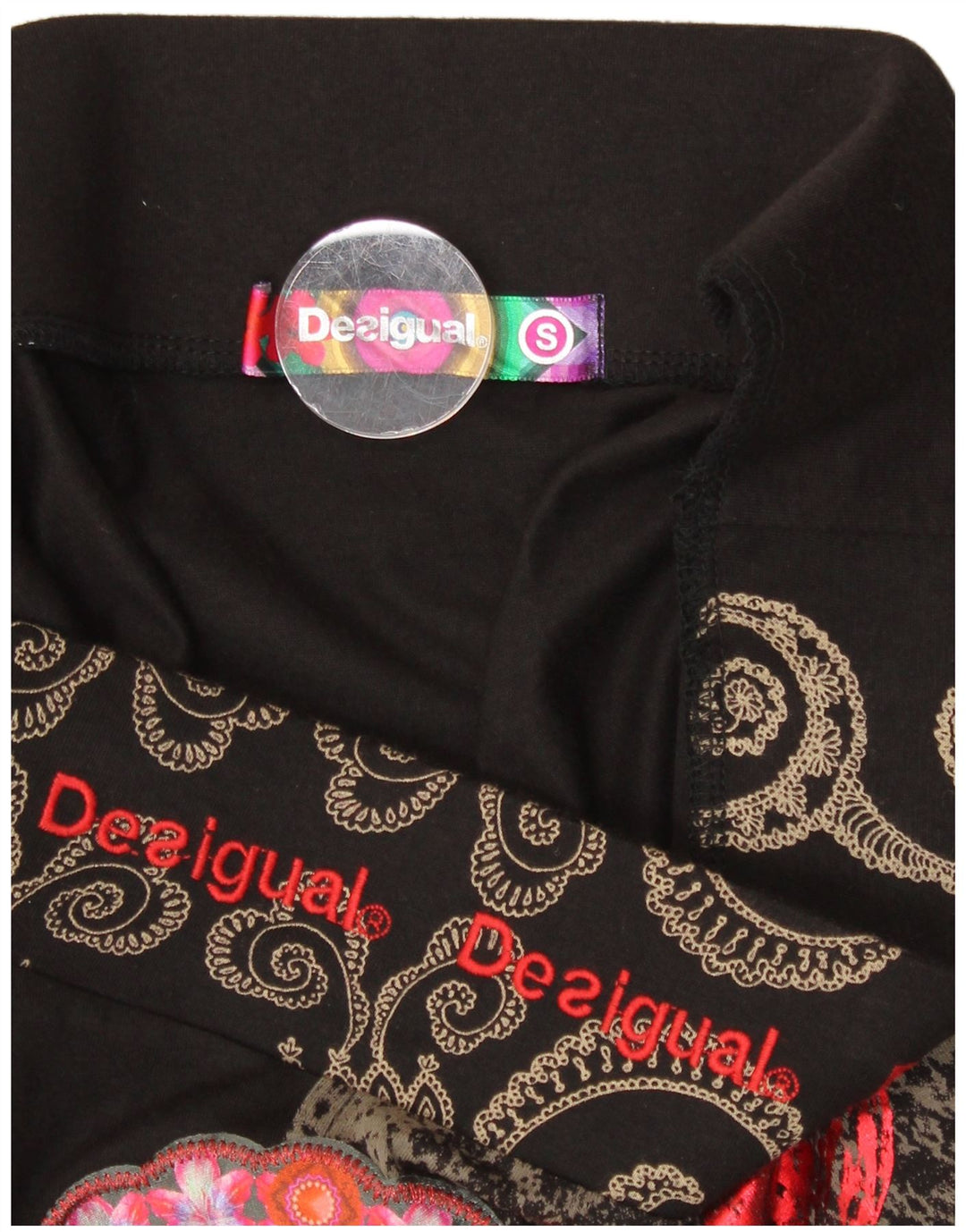 DESIGUAL Damen Grafik-A-Linien-Rock, Größe S, Größe 30, Schwarz, Blumenmuster, Baumwolle