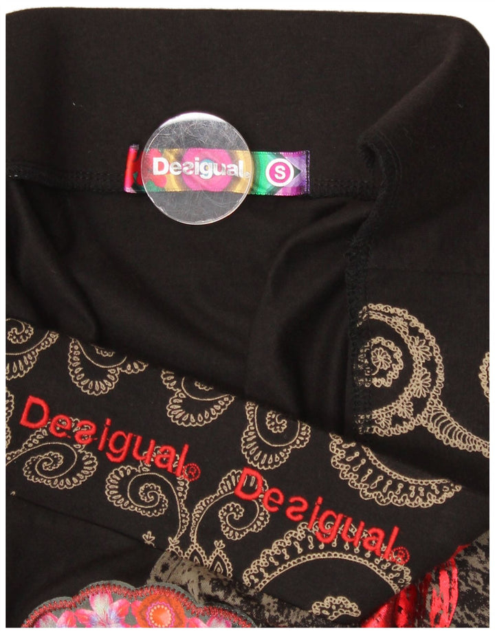 DESIGUAL Damen Grafik-A-Linien-Rock, Größe S, Größe 30, Schwarz, Blumenmuster, Baumwolle