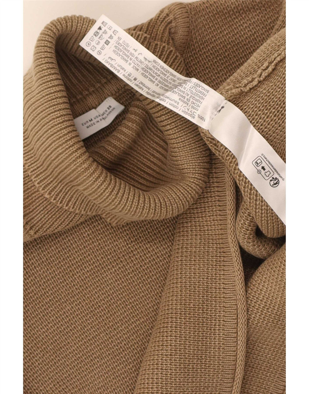 Zara Damen Crop Rollkragenpullover Pullover UK 14 Mittelbraune Baumwolle