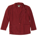 Vintage Damen 1-Knopf-Oversize-Blazer-Jacke, UK 10, kleine Burgunder-Baumwolle