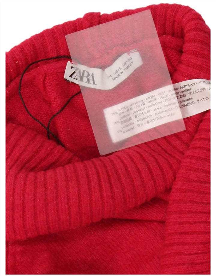 Zara Damen-Pullover mit Rollkragen, Gr. 16, Größe L, Rot, Acryl