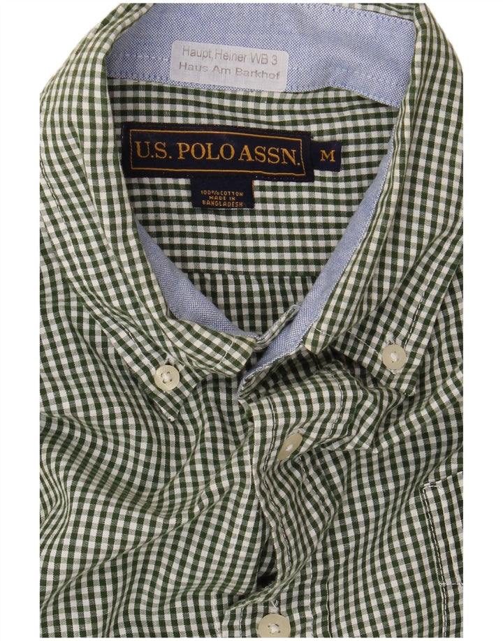 US POLO ASSN. Herrenhemd aus mittelgrüner Gingham-Baumwolle