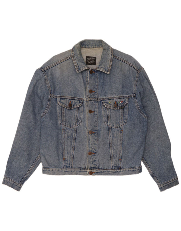 Benetton Herren Jeansjacke IT 46 Small Blau Baumwolle