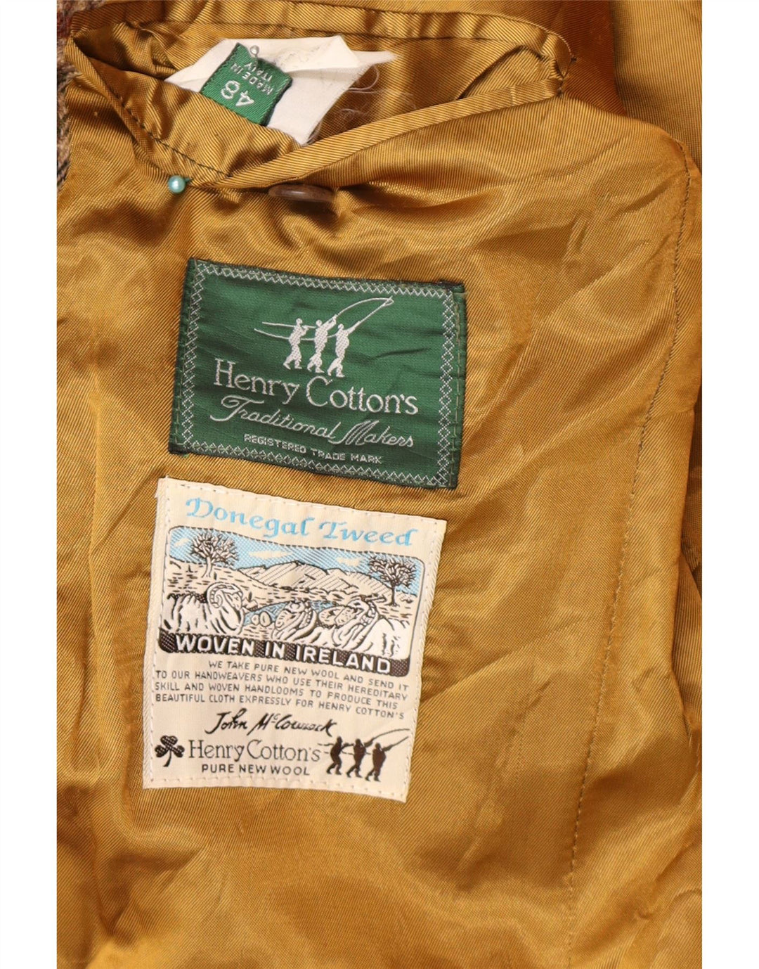 Henry Cottons Herren-Blazer mit 2 Knöpfen, IT 48, Mittelbraun mit Hahnentrittmuster