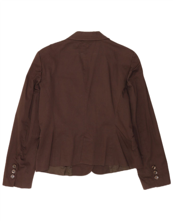 Zara Damen 2-Knopf-Blazerjacke UK 18 XL Braune Baumwolle