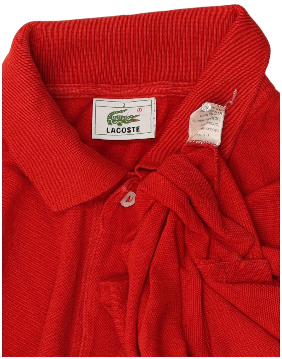 Lacoste Herren-Poloshirt, Größe 3, klein, rote Baumwolle