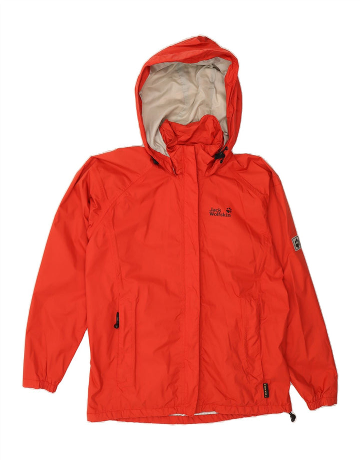 JACK WOLFSKIN Womens Hooded Rain Jacket UK 10 Small Red Polyamide Vintage Jack Wolfskin and Second-Hand Jack Wolfskin from Messina Hembry 