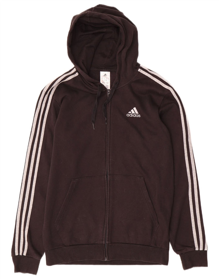ADIDAS Herren Zip Hoodie Pullover UK 40/42 Mittelschwarze Baumwolle