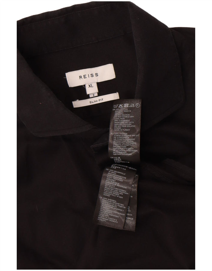 Reiss Damen Slim Fit Hemd XL Schwarz Baumwolle