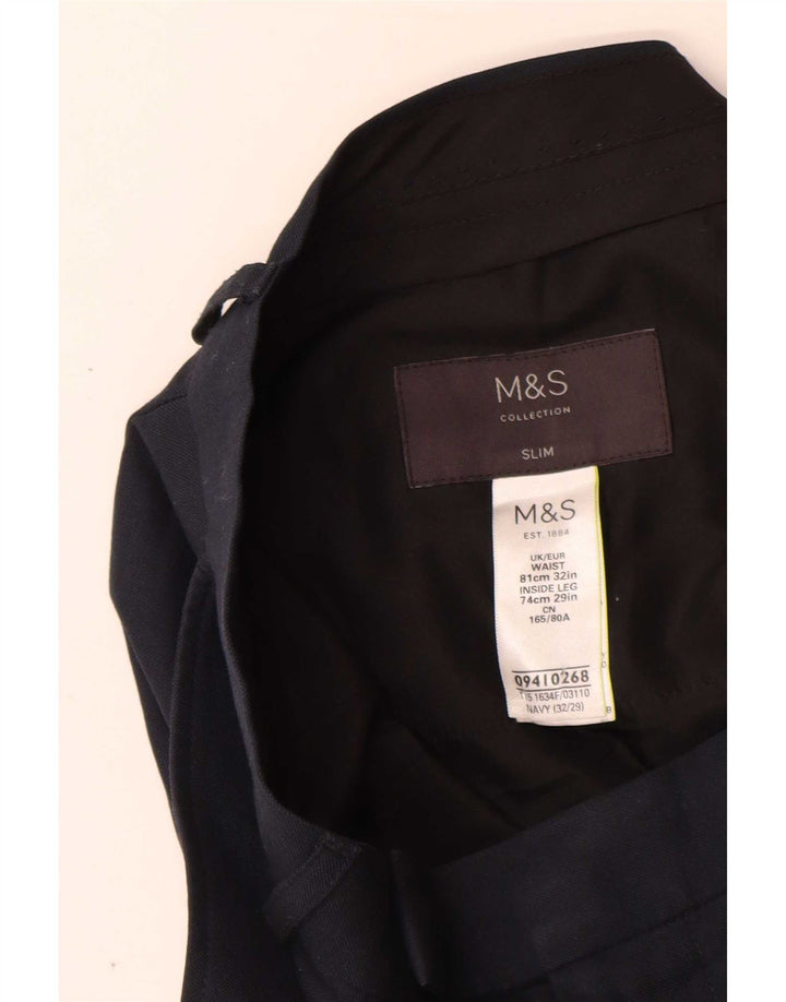 Marks & Spencer Slim-Anzughose für Herren, W32, L29, Marineblau, Polyester
