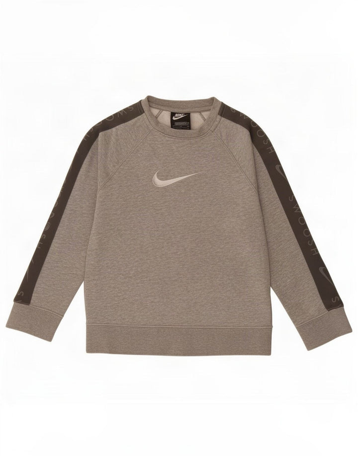 Nike Jungen-Sweatshirt mit Grafik, 8–9 Jahre, Größe S, graue Baumwolle