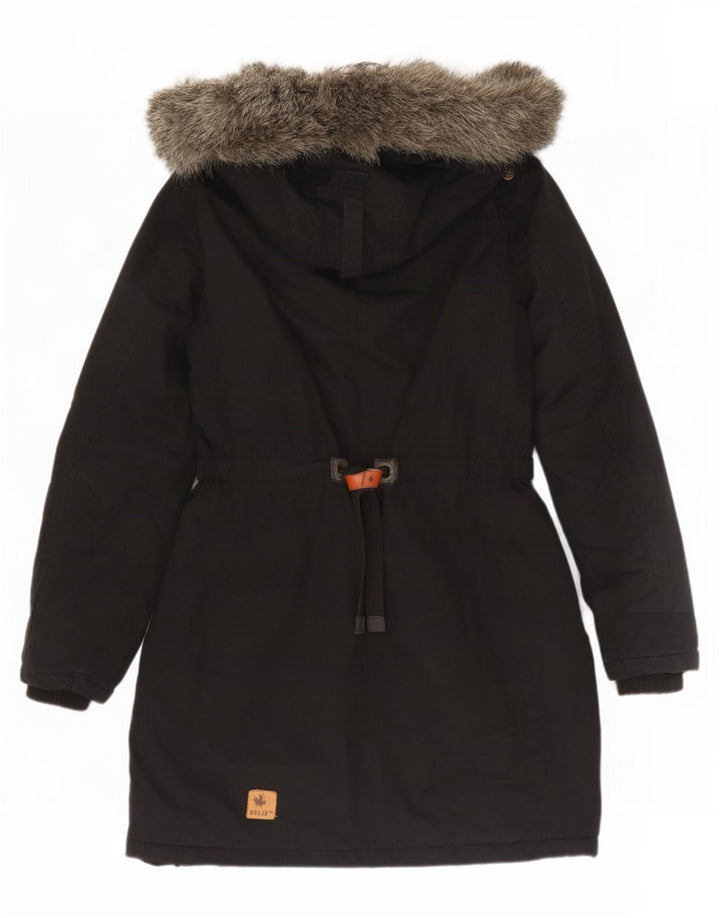 KHUJO Damen-Parkajacke mit Kapuze, UK 14, mittelschwarz, Baumwolle
