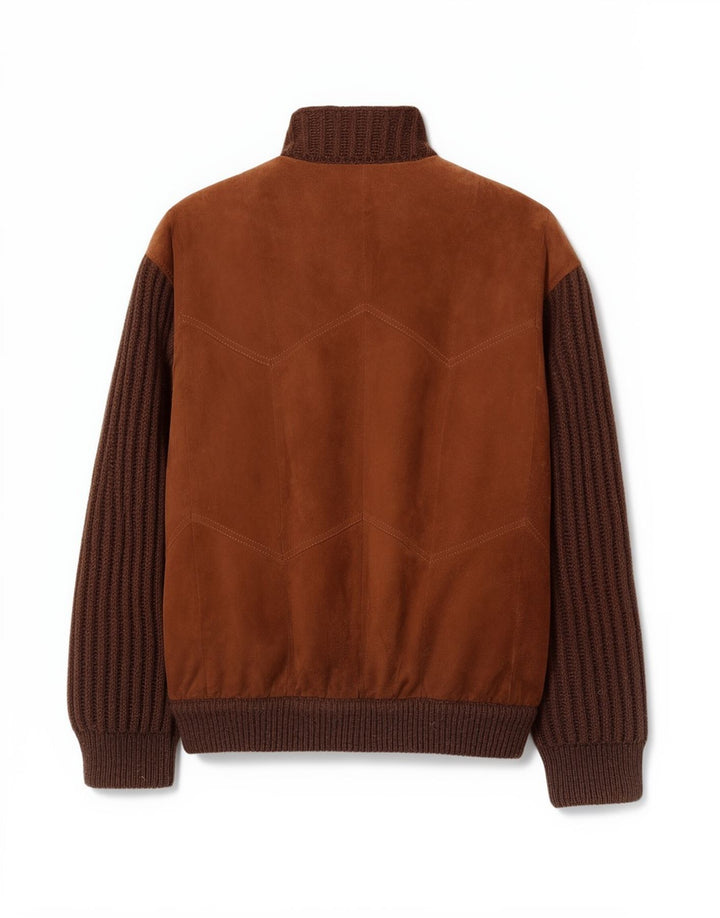 Bizzarro Herren-Wildlederjacke IT 50 Large Brown Colourblock