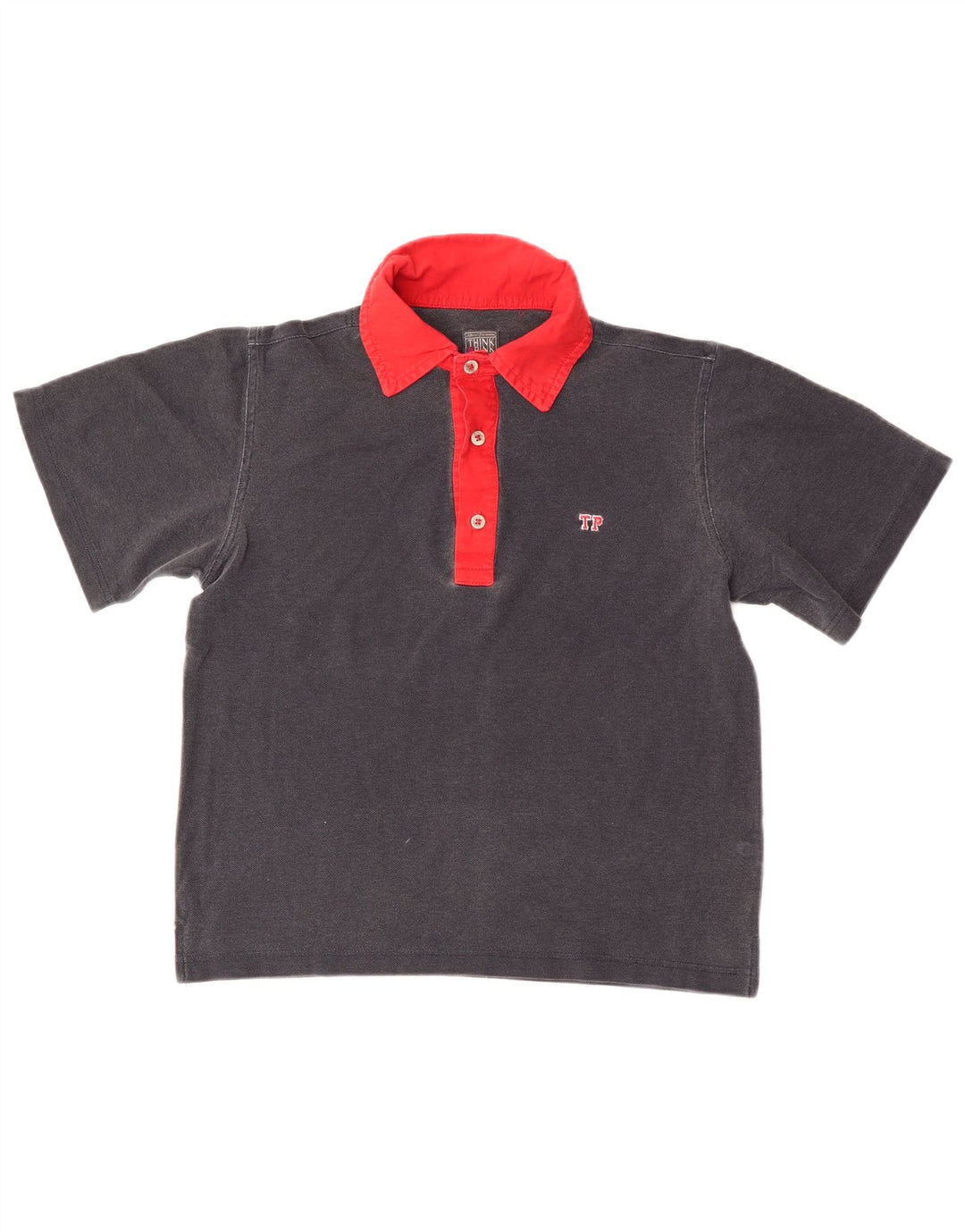 Think Pink Jungen-Poloshirt, 9–10 Jahre, graue Colourblock-Baumwolle