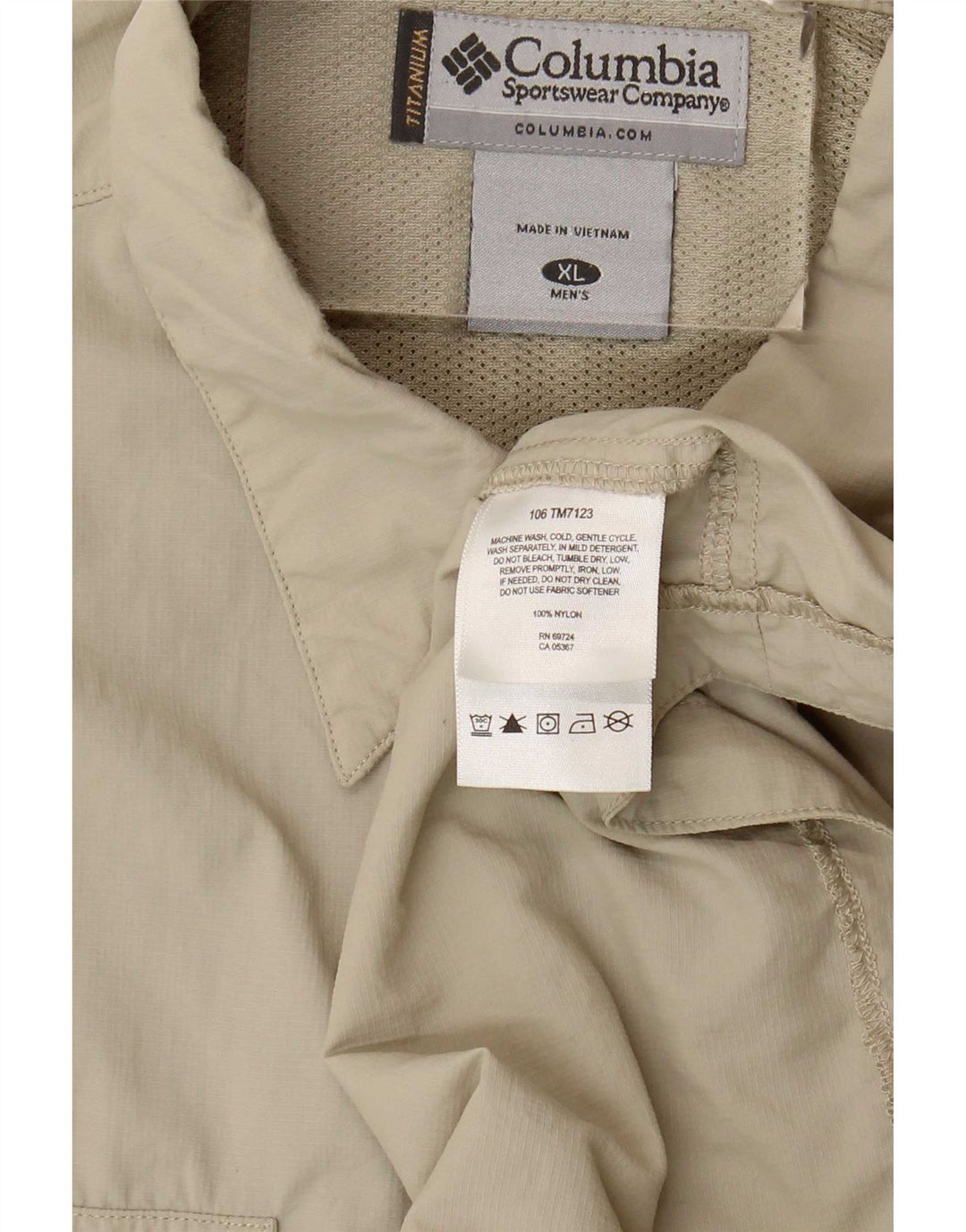 Columbia Herrenhemd XL Beige Nylon