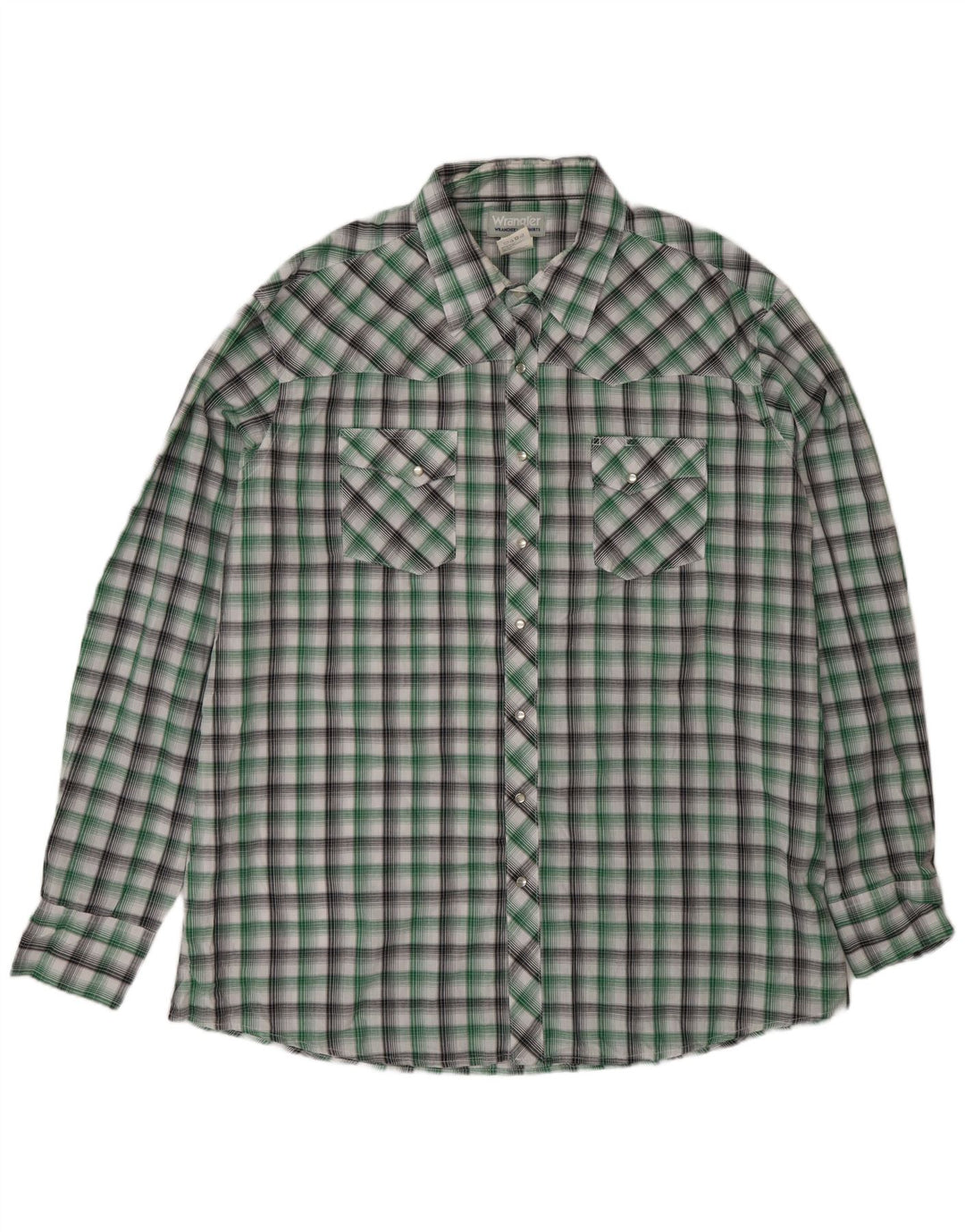 Wrangler Herren-Hemd, groß, 2XL, grün kariert, Baumwolle