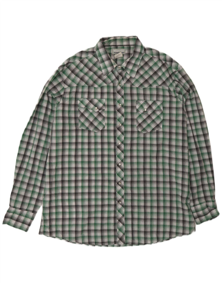 Wrangler Herren-Hemd, groß, 2XL, grün kariert, Baumwolle