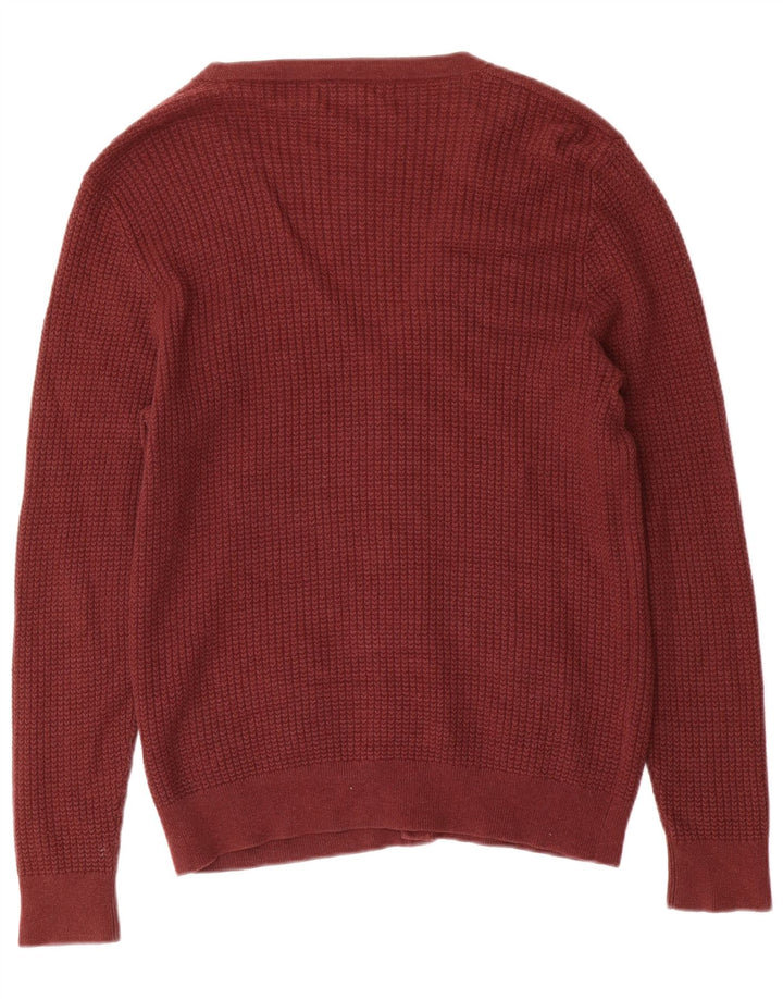 REISS Herren-Strickjacke, groß, kastanienbraun, Baumwolle