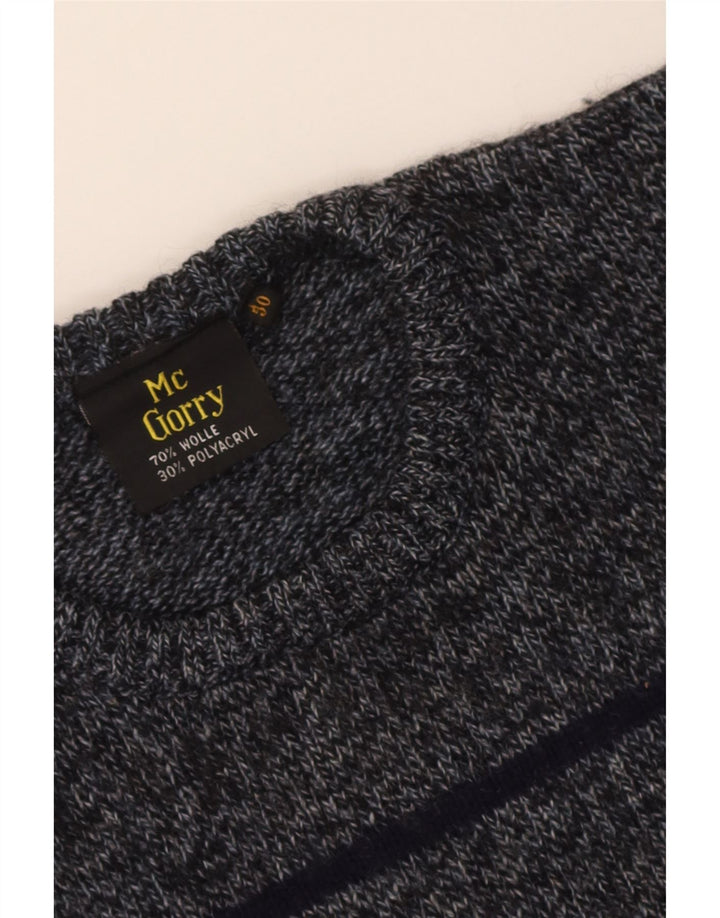 Vintage Herren Pullover mit Rundhalsausschnitt IT 50 Mittelgrau gestreifte Wolle