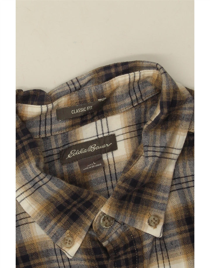 Eddie Bauer Herren-Flanellhemd mit klassischer Passform, groß, braun kariert, Baumwolle