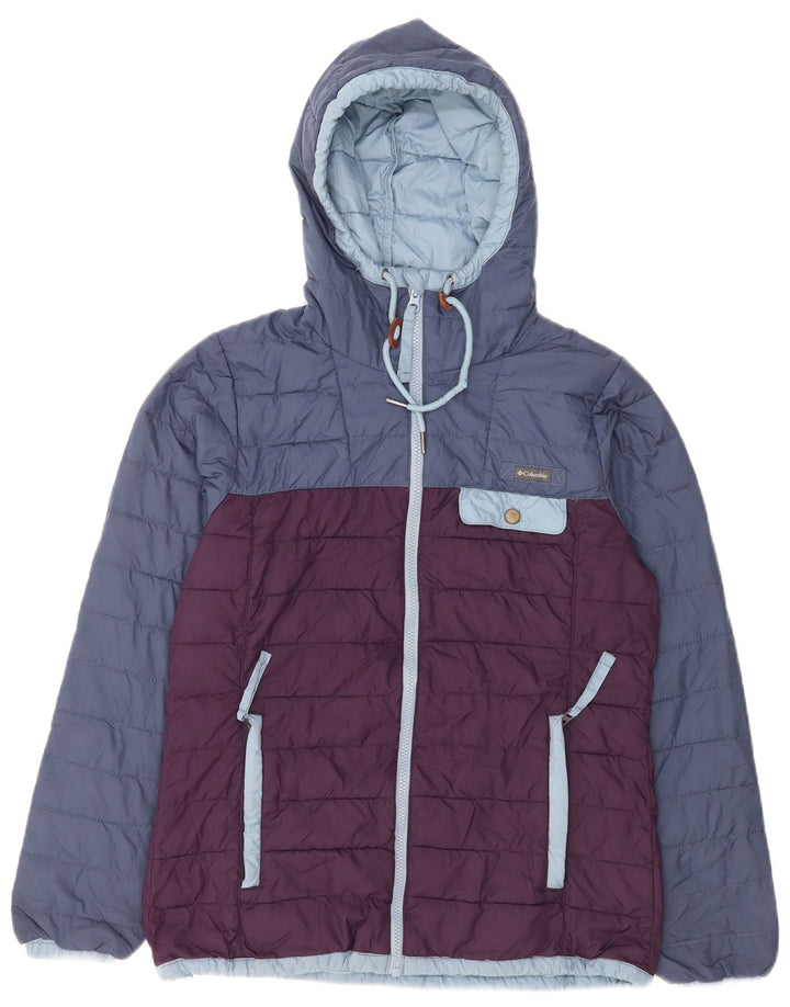 Columbia Herren-Jacke mit Kapuze, gepolstert, UK 36, Größe S, blau, Colourblock-Polyester