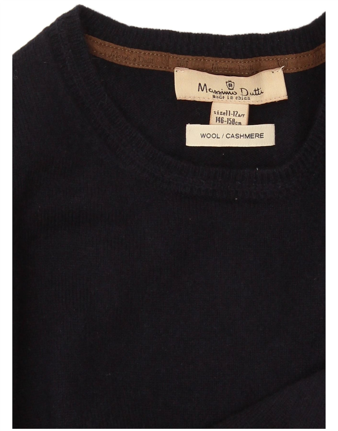 Massimo Dutti Jungen-Pullover mit Rundhalsausschnitt, 11–12 Jahre, marineblaue Wolle