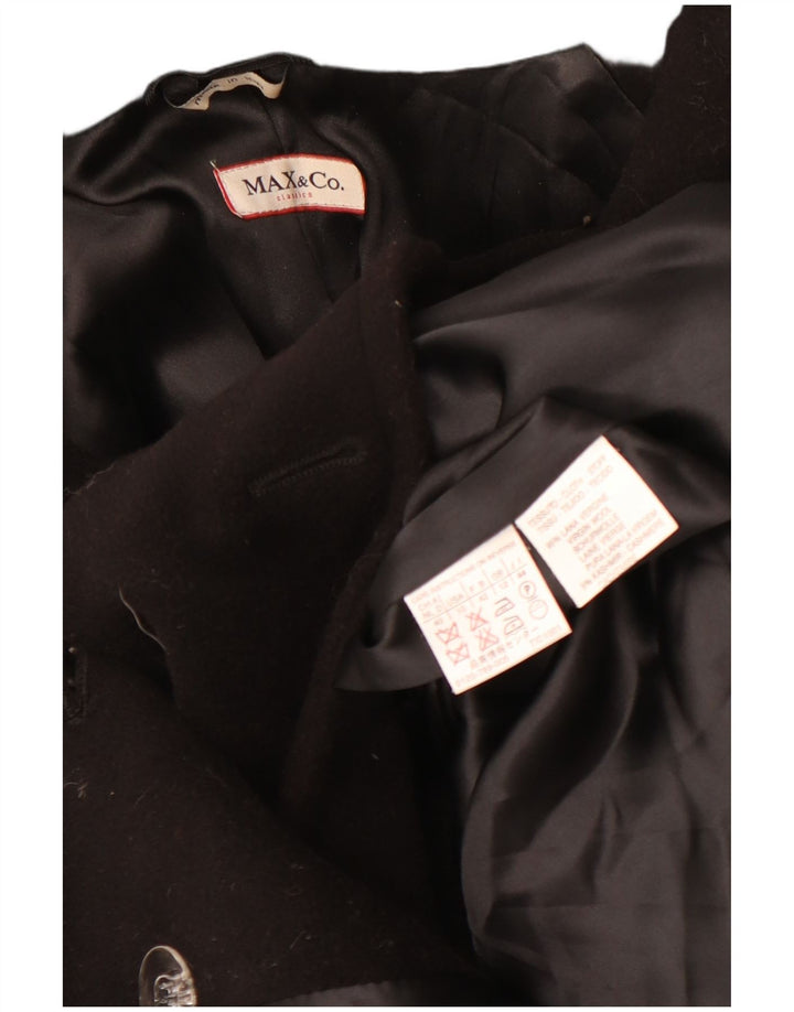 Max & Co. Zweireihiger Damenmantel UK 12 Mittelschwarze Schurwolle