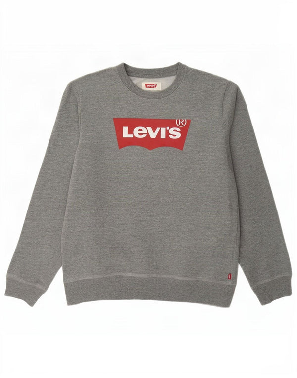 Levi's Jungen-Sweatshirt mit Grafik, 13–14 Jahre, XL, graue Baumwolle