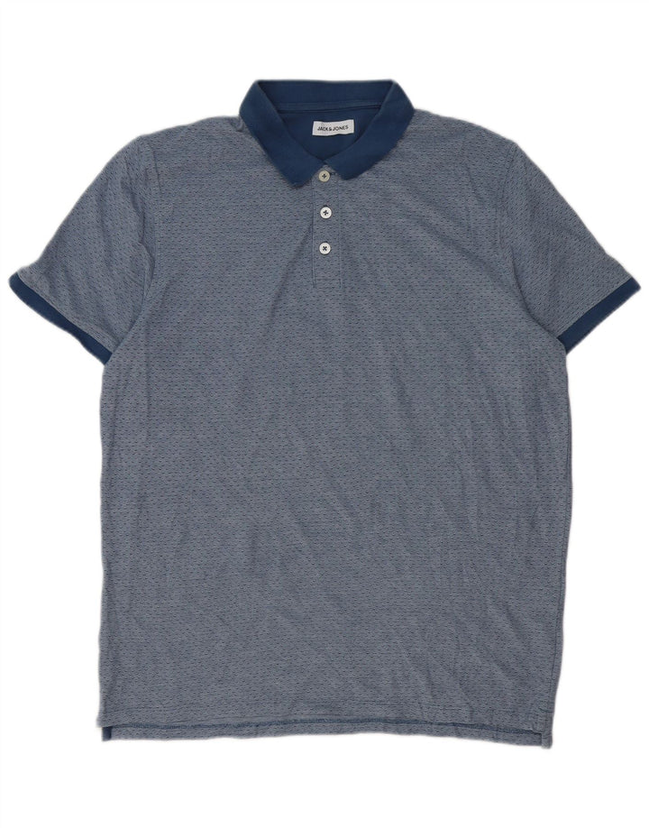 Jack & Jones Herren-Poloshirt XL, blau gepunktete Baumwolle