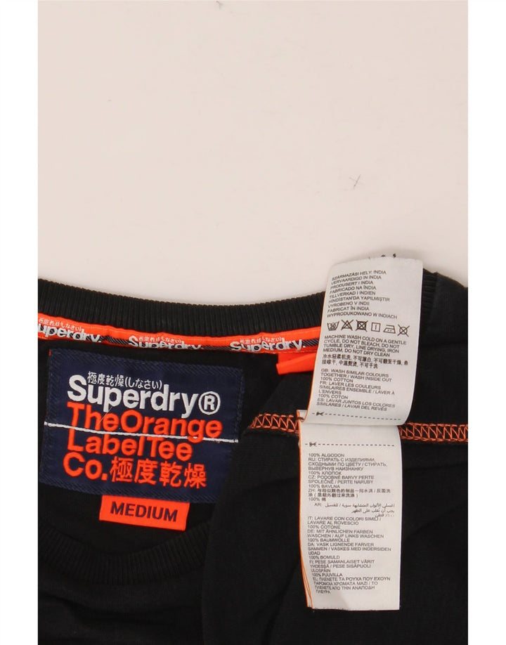 SUPERDRY Herren T-Shirt-Oberteil aus mittelschwarzer Baumwolle
