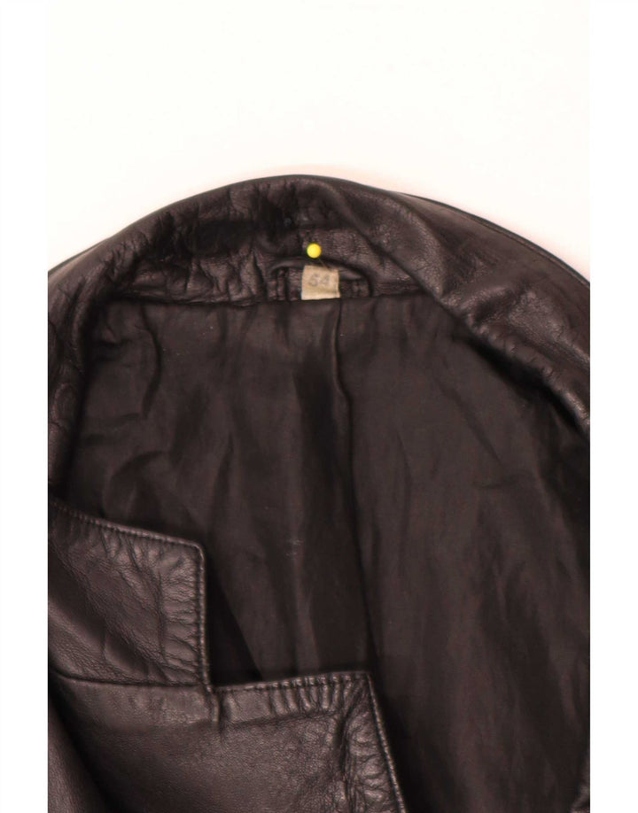 Vintage Herren 3 Knopf Leder Blazer Jacke IT 54 XL Schwarz