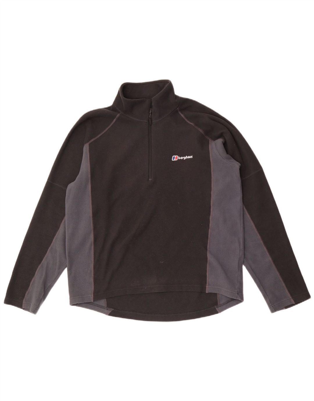 BERGHAUS Herren-Fleecepullover mit Reißverschluss am Hals, mittelgraues Farbblock-Polyester
