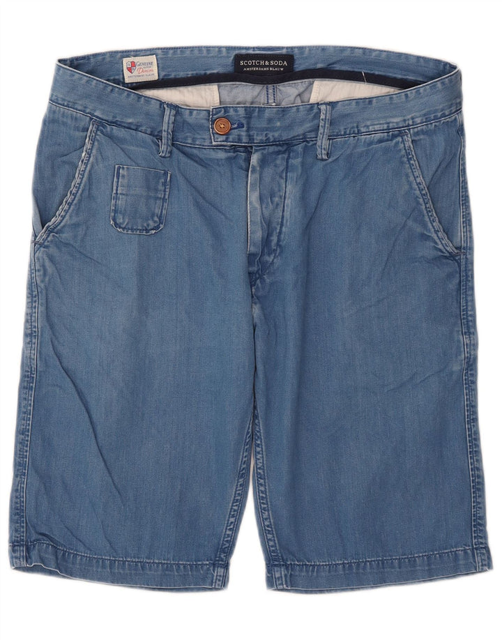 Scotch & Soda Herren Jeansshorts W32 mittelblaue Baumwolle
