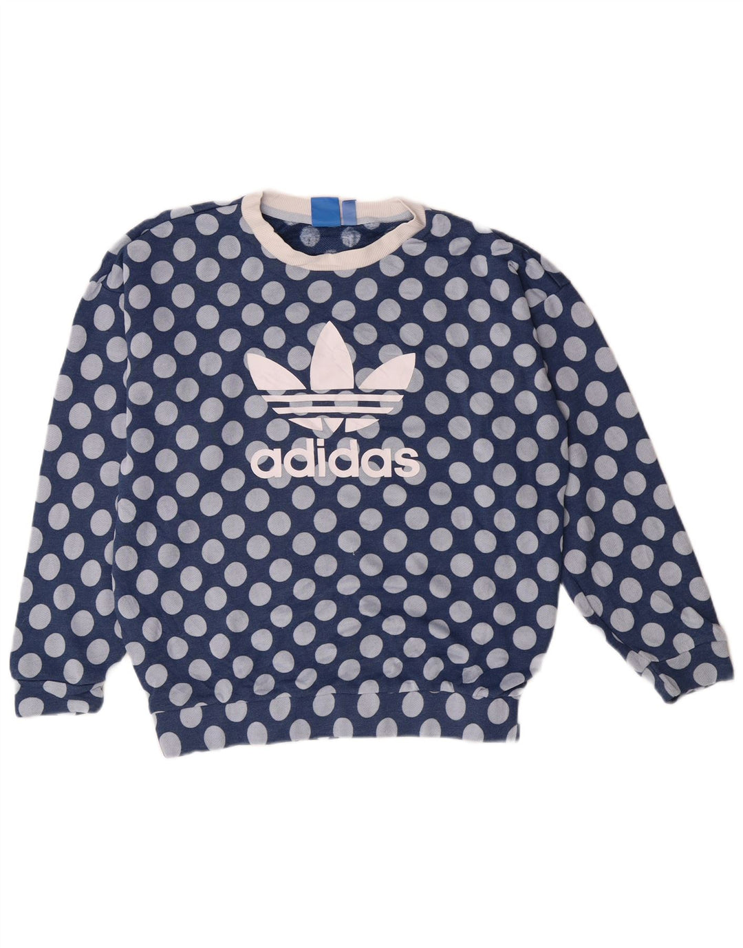Adidas Damen Graphic Sweatshirt Pullover UK 10 Small Blau Polyester