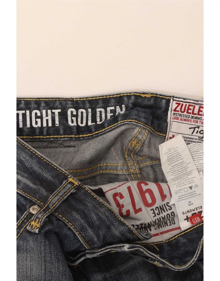 Zu Elements Herren Distressed Slim Jeans W28 L34 Marineblaue Baumwolle