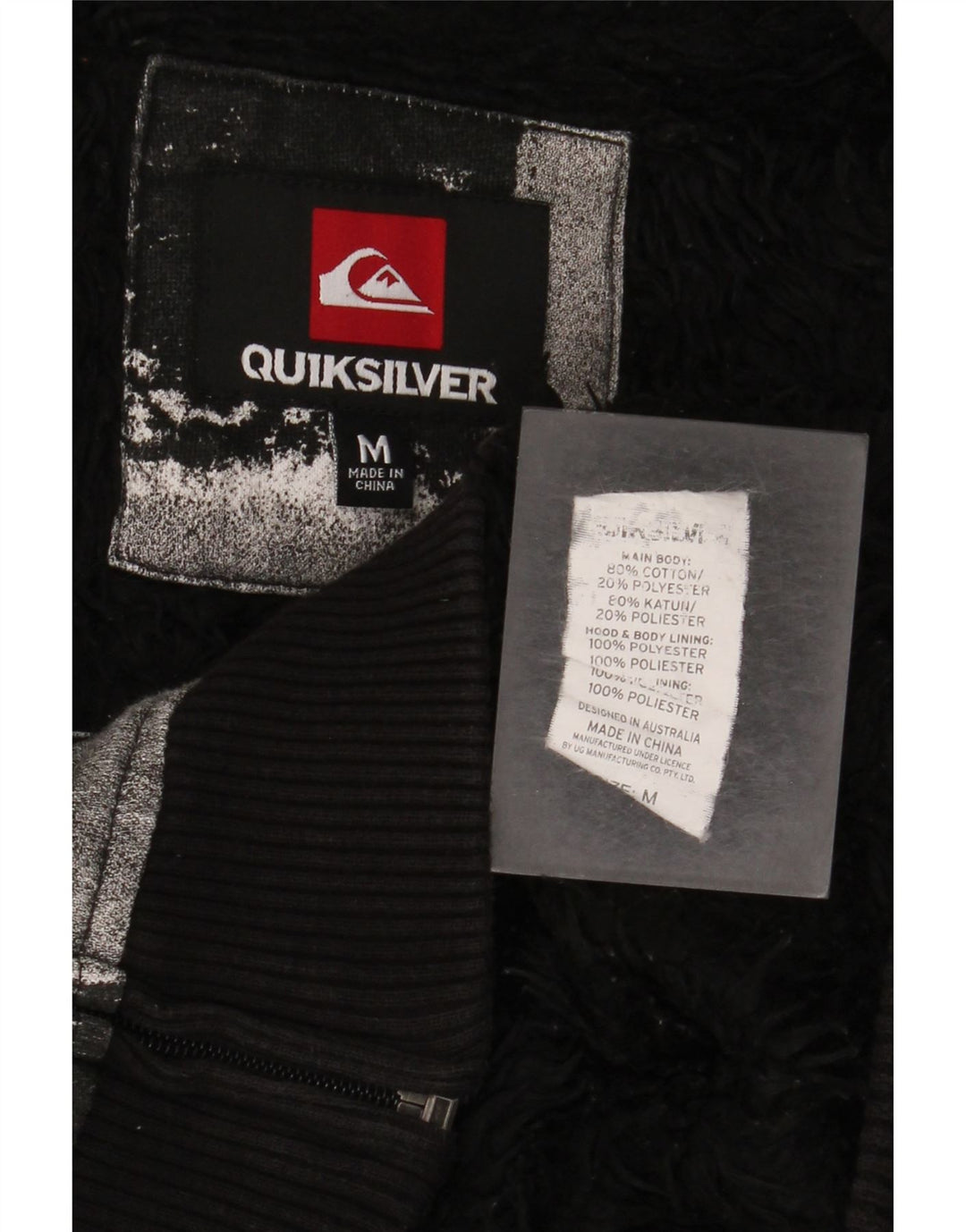 Quiksilver Herren-Kapuzenpullover mit Reißverschluss, mittelschwarz, Gingham-Baumwolle