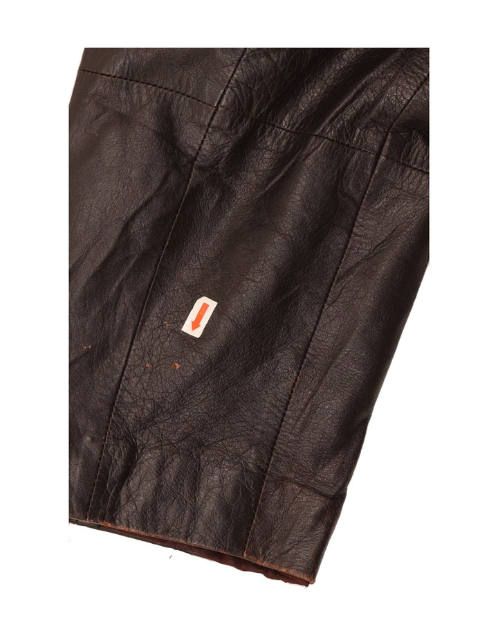 VINTAGE Mens Leather Coat IT 50 Large Brown Leather Vintage Vintage and Second-Hand Vintage from Messina Hembry 