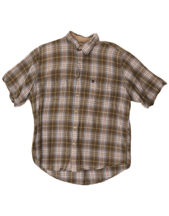 Timberland Herren Kurzarmhemd Medium Khaki Check Leinen