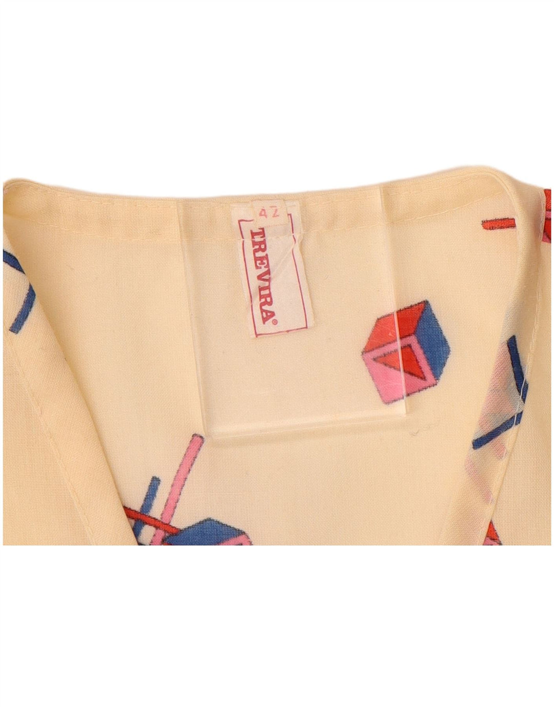 Trevira Crop Langarm-Blusenoberteil für Damen IT 42 Medium Beige Geometrisch