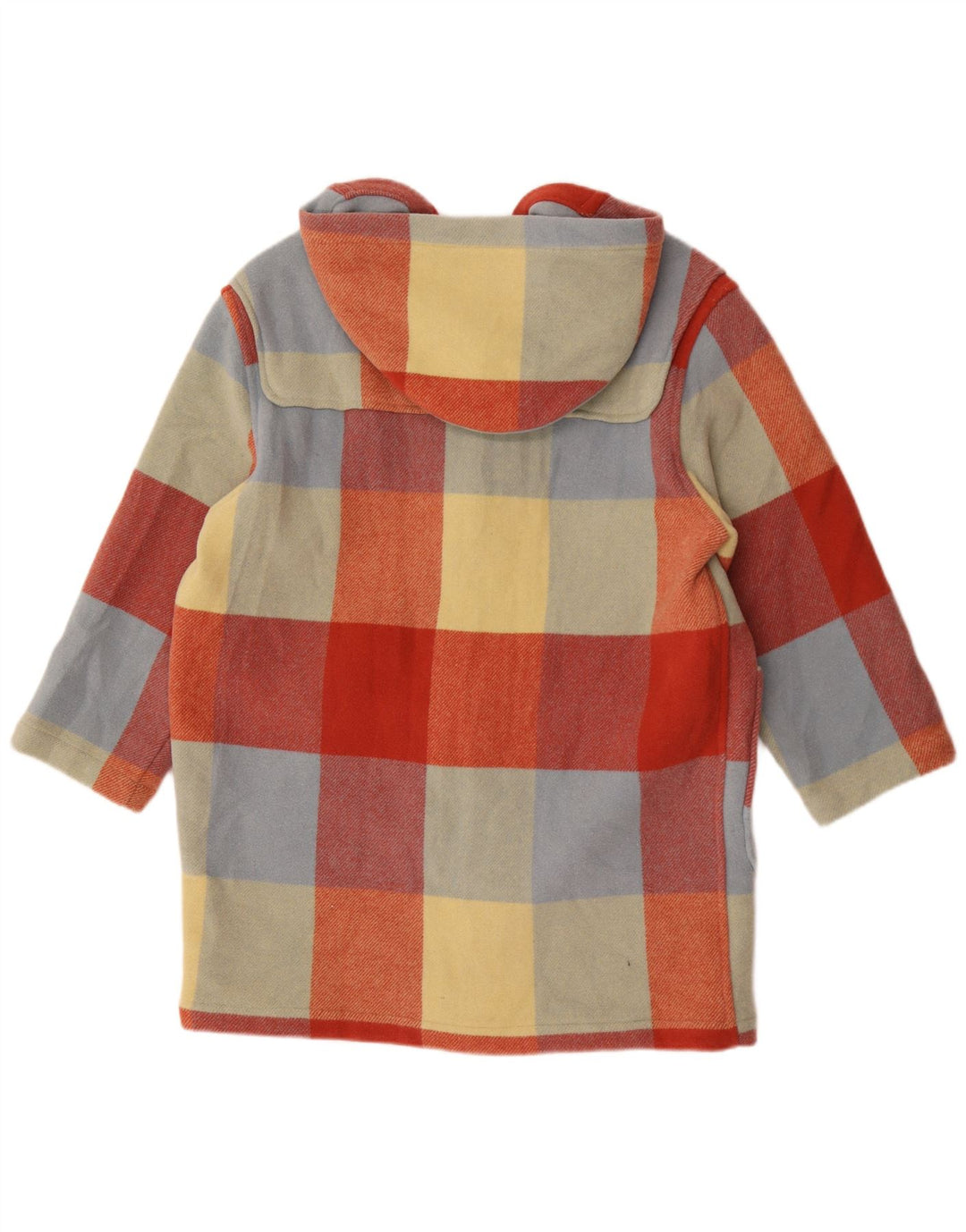 Benetton Damen-Dufflecoat mit Kapuze, UK 16, groß, mehrfarbig, kariert, Wolle