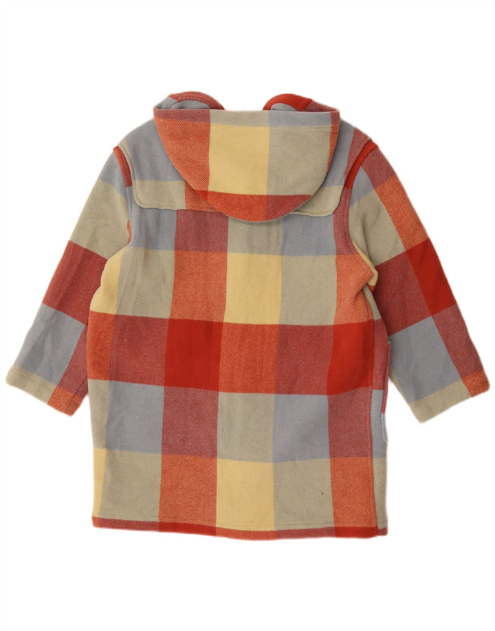 Benetton Damen-Dufflecoat mit Kapuze, UK 16, groß, mehrfarbig, kariert, Wolle