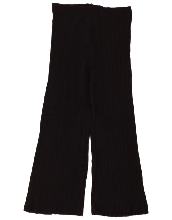 Zara Damen-Freizeithose mit hoher Taille und weitem Bein, Größe L, W30, L29, Schwarz