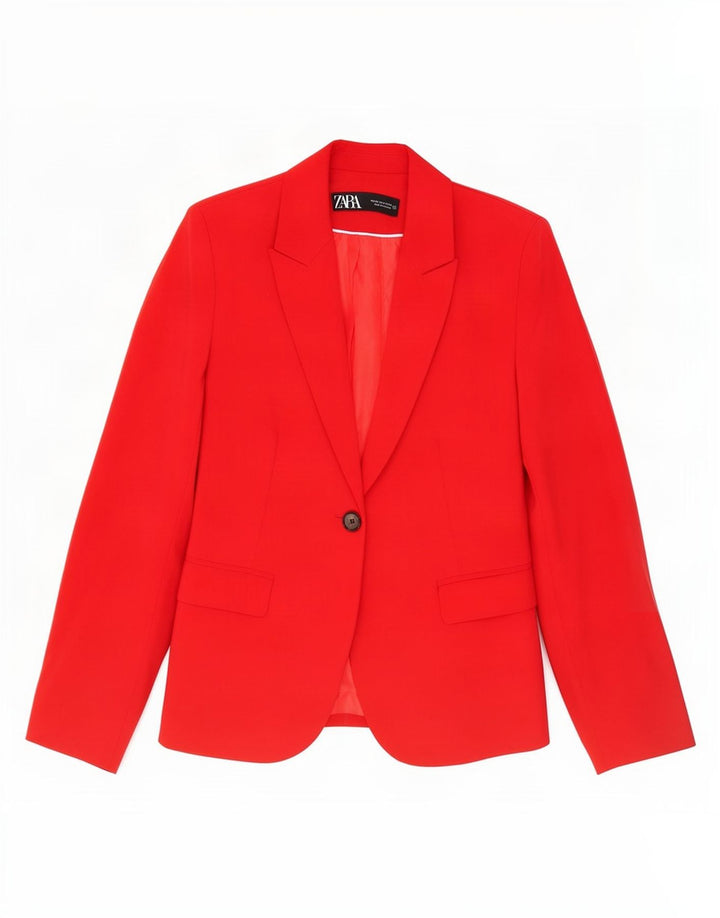 Zara Damen 1-Knopf-Blazerjacke EU 36 XS Rot Polyester