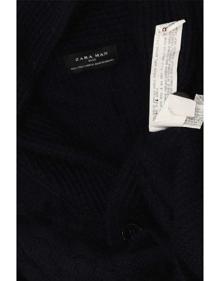 Zara Herren-Strickjacke, groß, Marineblau, Acryl