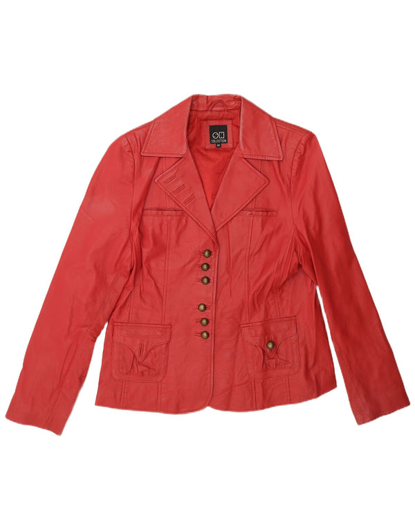 Vintage Damen 6-Knopf-Lederblazer IT 42 Mittelrot
