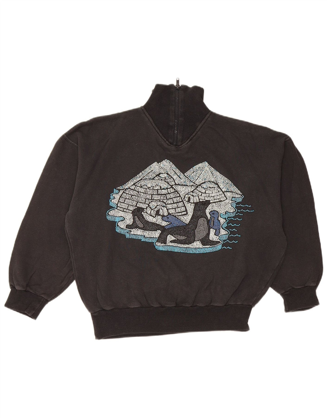 NORTONS Damen-Sweatshirt mit grafischem Reißverschluss, Gr. 14, mittelschwarz