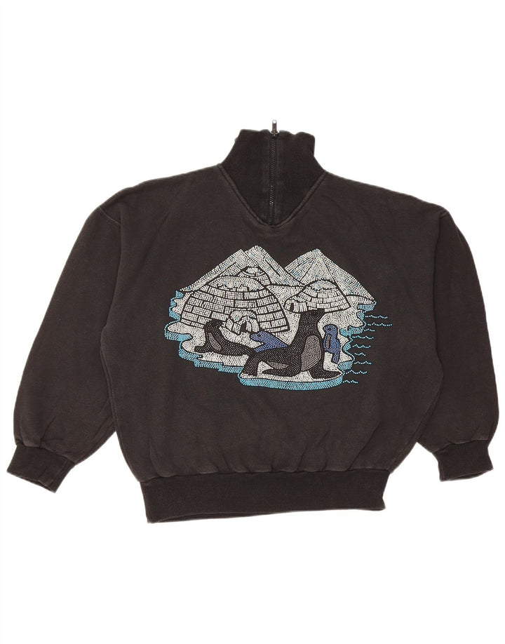 NORTONS Damen-Sweatshirt mit grafischem Reißverschluss, Gr. 14, mittelschwarz